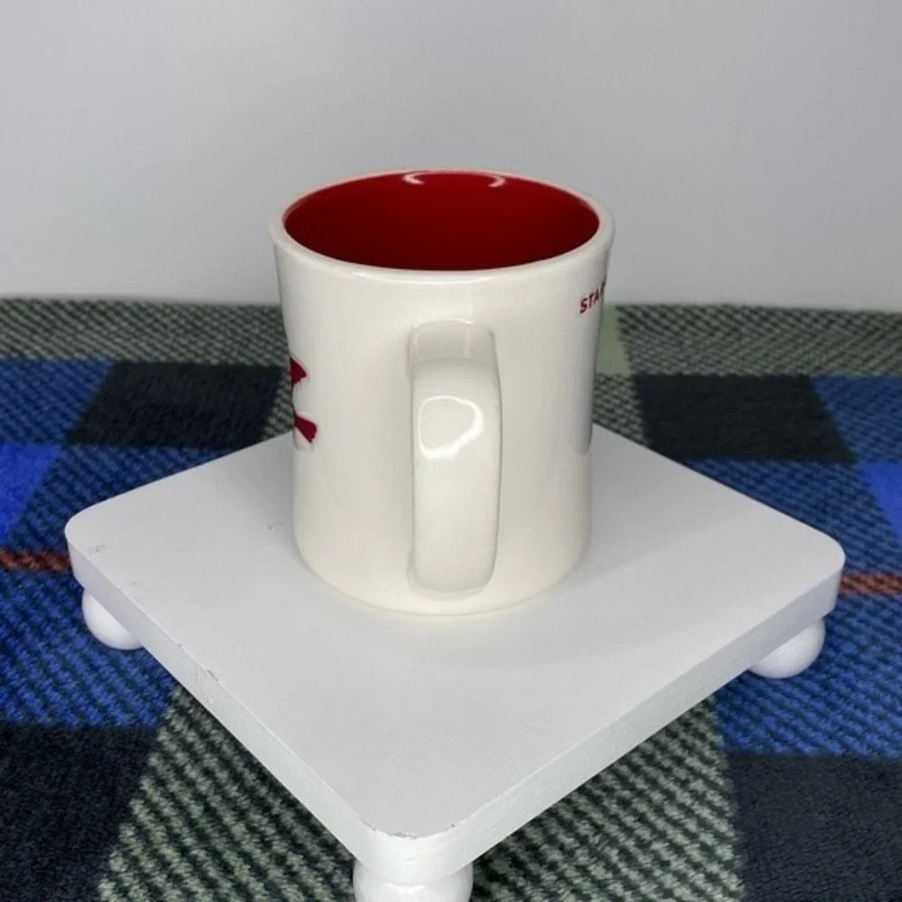 Starbucks‎ 2008 Embossed Red Dove White Coffee/Tea Mug  12 oz